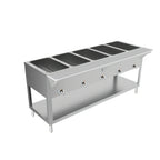 Thumbnail image #1 for BK Resources ST-5 Electric 5-Pan Open Well Steam Table with Cutting Board Shelf and Undershelf, 120V Stainless Steel