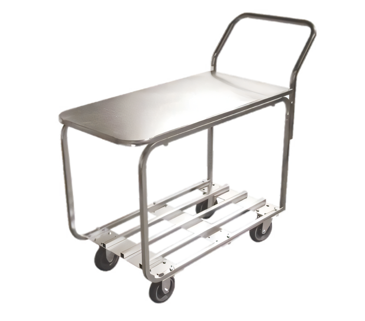 Product image #1 for Omcan Chrome-Plated Stock Cart with 2 Slotted Shelves, 500 lb Capacity, 5-Inch Casters