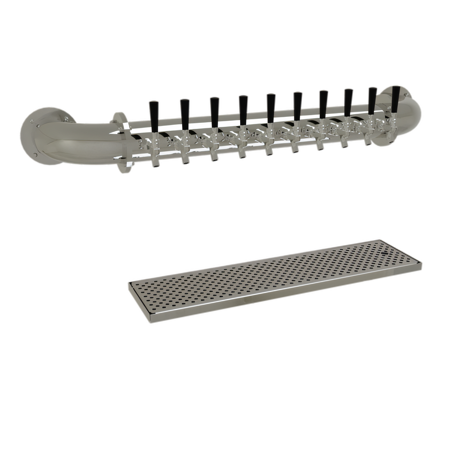 Product image #1 for Glastender 10-Faucet Pipe Wall Draft Dispensing Tower, Wall Mounted, Glycol-Cooled, Mirror Finish