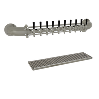 Glastender 10-Faucet Pipe Wall Draft Dispensing Tower, Wall Mounted, Glycol-Cooled, Mirror Finish