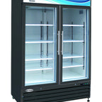Thumbnail image #1 for Serv-Ware GF48B-HC 2-Door 49 Cu. Ft. Black Glass Door Merchandiser Freezer, Self-Contained Bottom-Mounted Refrigeration