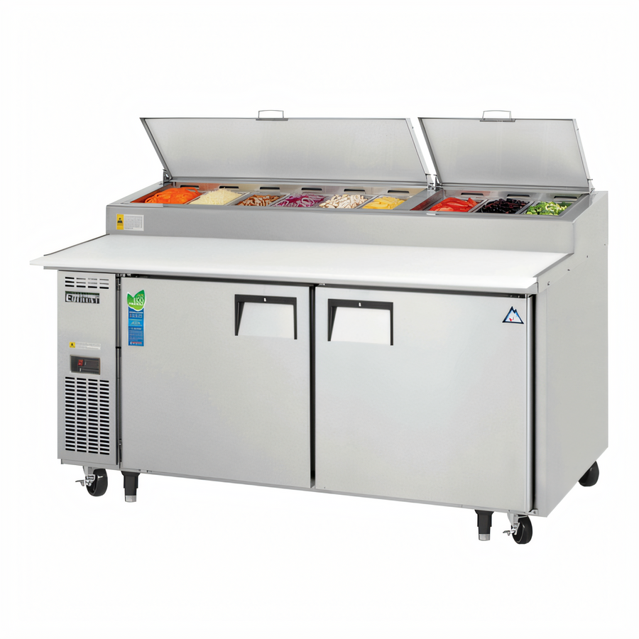 Product image #1 for Everest Refrigeration EPPR2 71-Inch Two-Section Pizza Prep Table with Side-Mounted Self-Contained Refrigeration