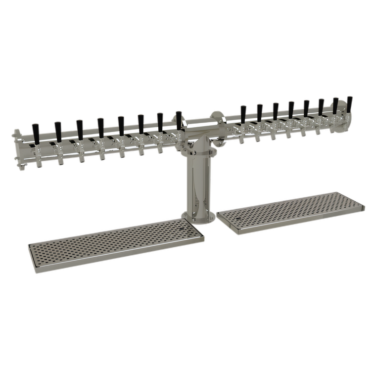 Product image #1 for Glastender PT-16-MF 16-Faucet Air-Cooled Countertop Pipe Tee Draft Dispensing Tower, Mirror Finish