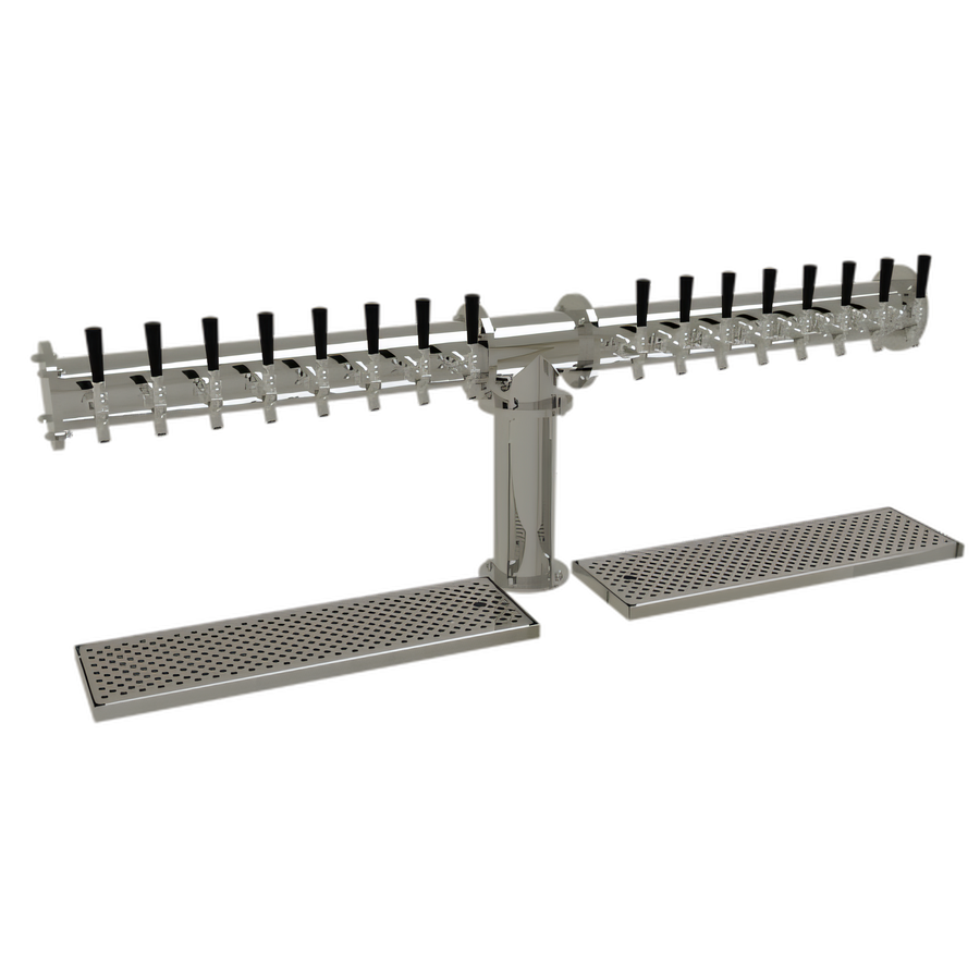 Product image #1 for Glastender PT-16-MF 16-Faucet Air-Cooled Countertop Pipe Tee Draft Dispensing Tower, Mirror Finish