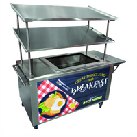 Advance Tabco Stainless Steel Mobile Ice-Cooled Serving Cart with 52-Inch Double Slanted Overshelf