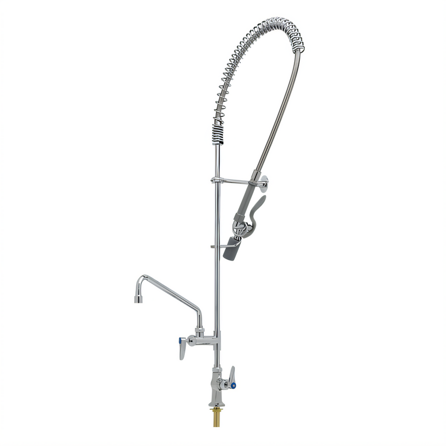 Product image #1 for EasyInstall Deck-Mount Single-Hole Pre-Rinse Add-On Faucet with 12-Inch Swing Nozzle, Spring-Action Gooseneck and Low-Flow Spray Valve