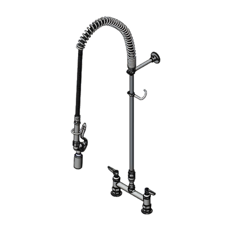 Product image #1 for T&S Brass EasyInstall 8-Inch Center Deck Mount Pre-Rinse Unit with Vacuum Breaker and 0.65 GPM Spray Valve