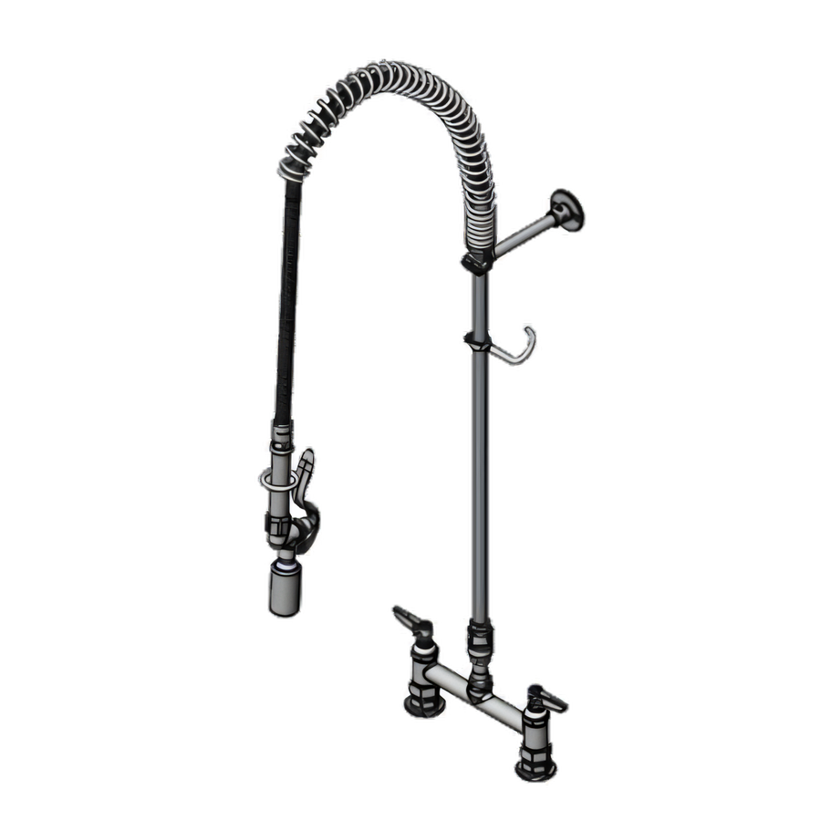 Product image #1 for T&S Brass EasyInstall 8-Inch Center Deck Mount Pre-Rinse Unit with Vacuum Breaker and 0.65 GPM Spray Valve