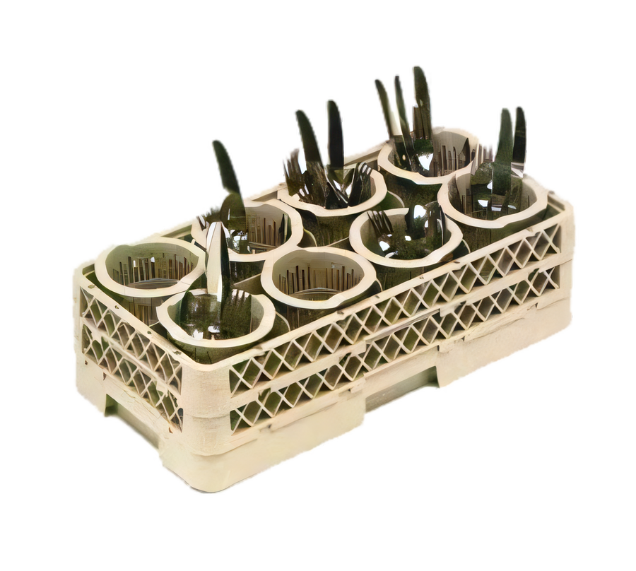 Product image #1 for Traex Half-Size Flatware Dishwasher Rack with 8 Cylinders, Beige