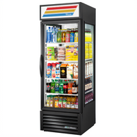 True 1-Section Glass End Merchandiser Refrigerator with Hinged Door, Black