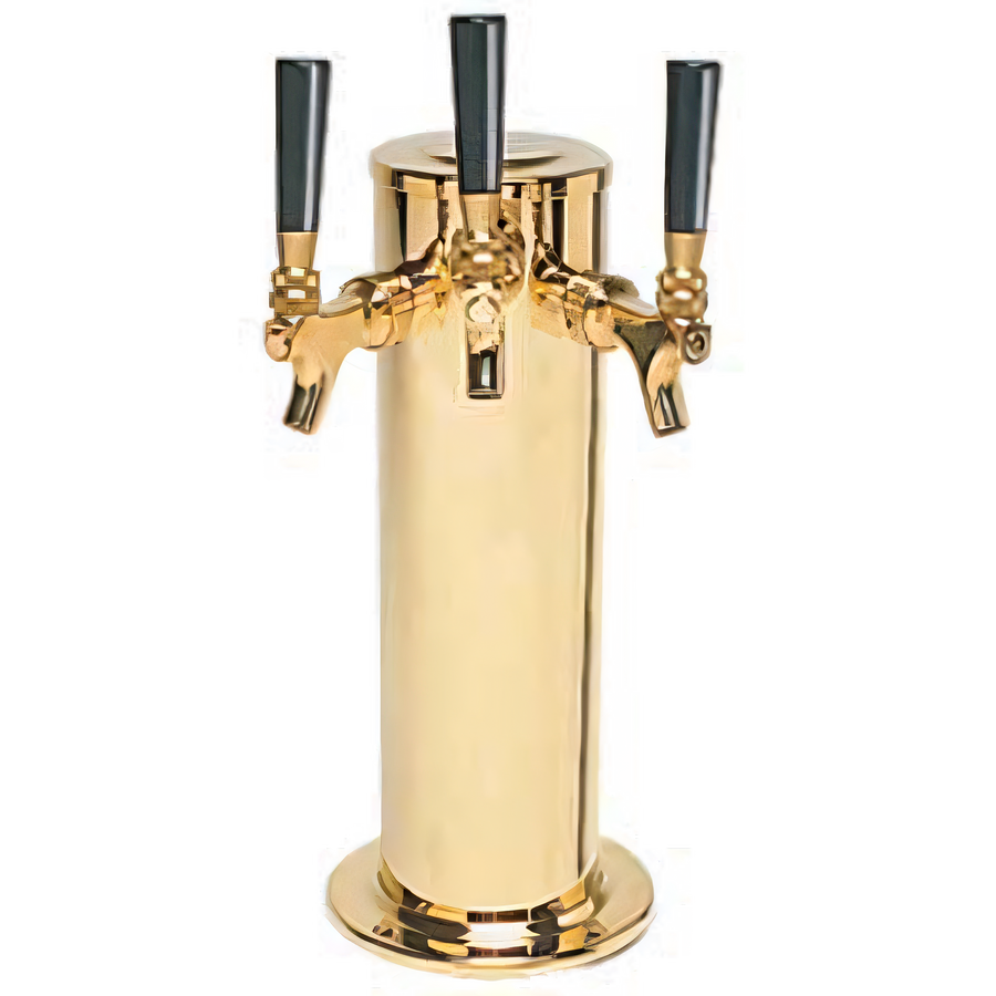 Product image #1 for Micro Matic USA Single-Column Countertop Air-Cooled Draft Beer Tower with 3 Brass Faucets, PVD Brass Finish