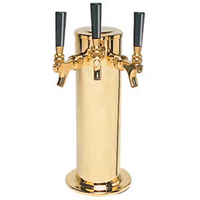 Micro Matic USA Single-Column Countertop Air-Cooled Draft Beer Tower with 3 Brass Faucets, PVD Brass Finish