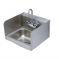 Wall Mounted Stainless Steel Hand Sink with Side Splash Shields and 4-Inch Mixing Faucet