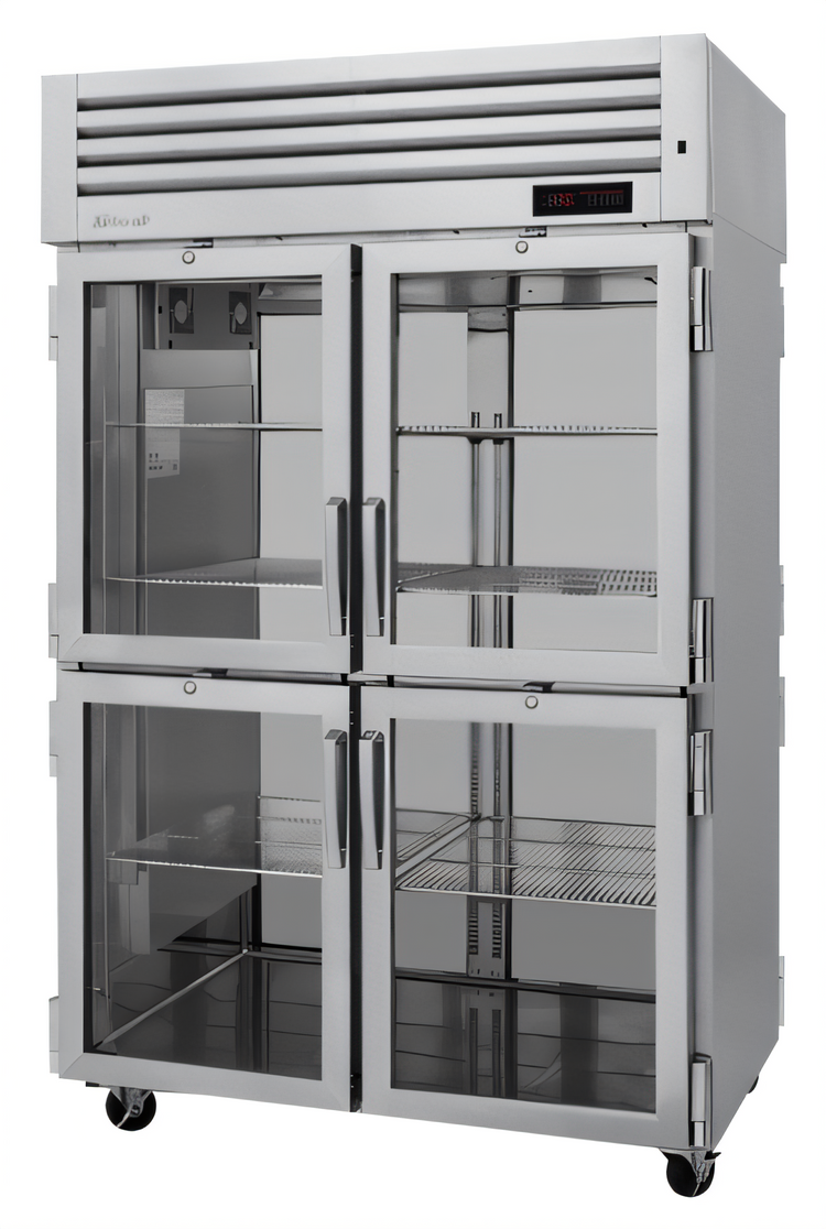Product image #1 for Turbo Air PRO Series Pass-Thru Heated Pizza Holding Cabinet, 2-Section, 53 Cu. Ft., Glass Front/Solid Rear Half Doors
