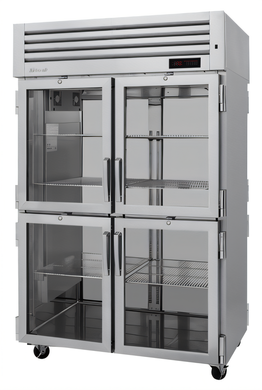 Product image #1 for Turbo Air PRO Series Pass-Thru Heated Pizza Holding Cabinet, 2-Section, 53 Cu. Ft., Glass Front/Solid Rear Half Doors