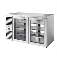 60-Inch Pass-Thru Two-Section Back Bar Cooler with 4 Locking Glass Doors