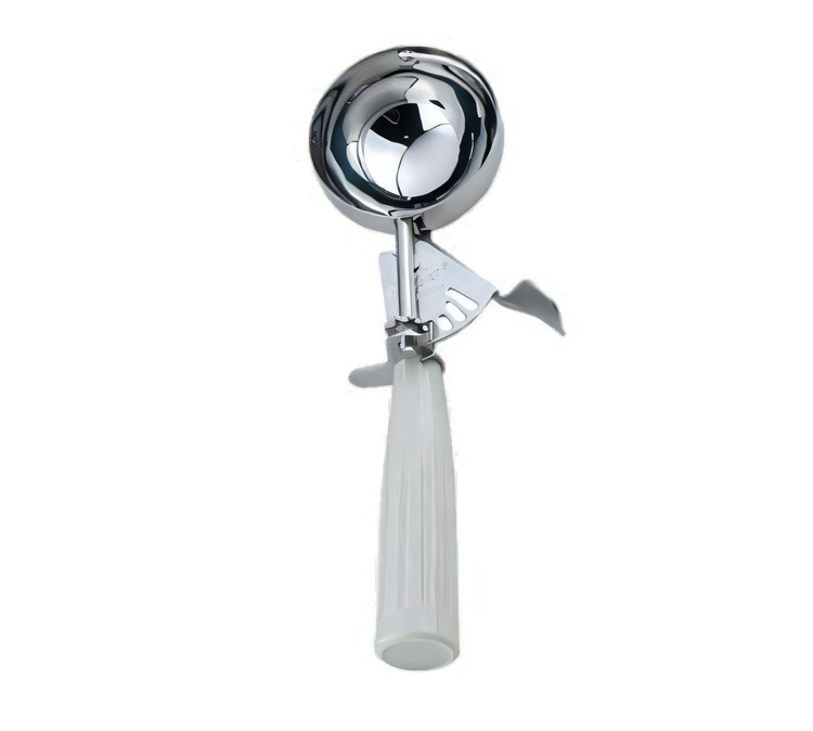 Product image #1 for 3-3/4 oz Stainless Steel Ice Cream Scoop with Ivory Plastic Thumb Press Handle