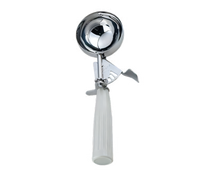 3-3/4 oz Stainless Steel Ice Cream Scoop with Ivory Plastic Thumb Press Handle