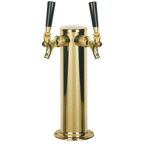 Thumbnail image #1 for Micro Matic USA D4743DT-PVD Countertop Air-Cooled Draft Beer Tower, 3-Inch Single Column, 2 Faucets, PVD Brass Finish