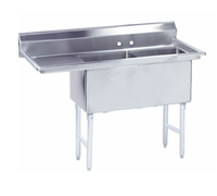 Advance Tabco Special Value Series 2-Compartment Fabricated Sink with Left Drainboard, 24 x 24 x 14-Inch Bowls, 16-Gauge 304 Stainless Steel