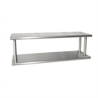 BK Resources Double-Tier Pass-Through Shelf, 96W x 18D, 5-Inch Max Wall Thickness, 304 Stainless Steel