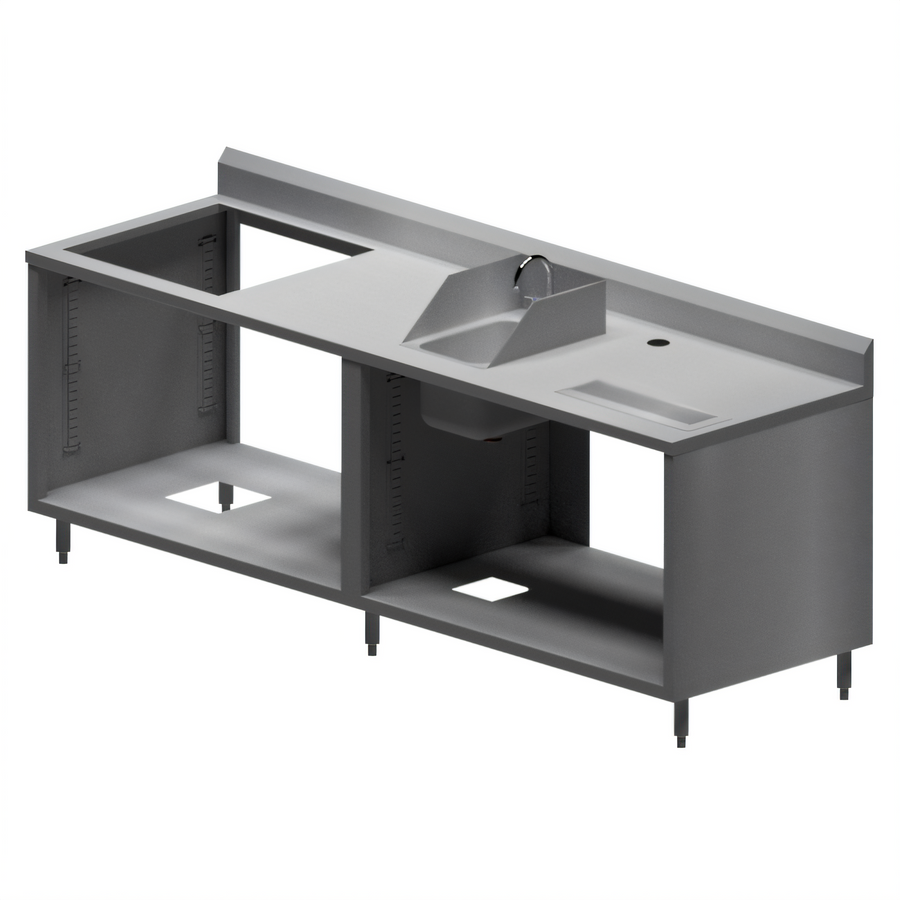 Product image #1 for BK Resources 96-Inch Underbar Soda Dispenser Cabinet with Hand Sink and Urn Trough