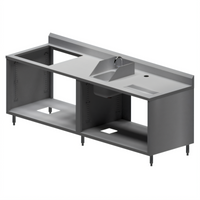 BK Resources 96-Inch Underbar Soda Dispenser Cabinet with Hand Sink and Urn Trough