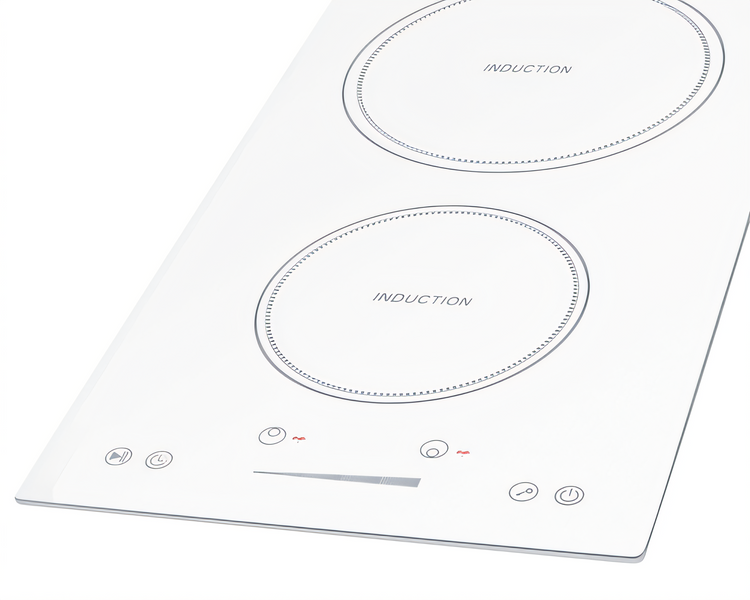 Product image #1 for Summit Commercial 12-Inch Wide 2-Burner Drop-In Induction Cooktop with EuroKera Glass, Digital Touch Controls, White