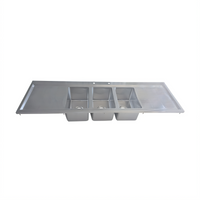 Three-Compartment 10 in. x 14 in. Drop-In Sink with Double Drainboards and Lead-Free Faucet