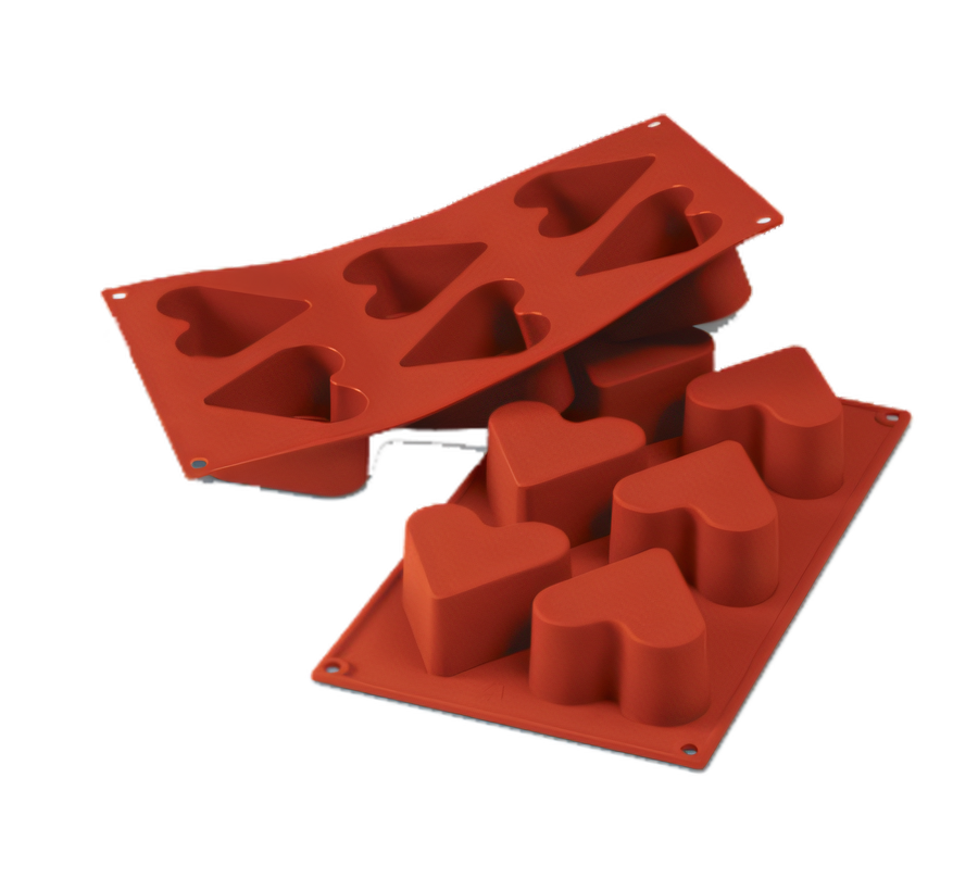 Product image #1 for Silikomart Heart Silicone Baking Mold, 6-Cavity, Red