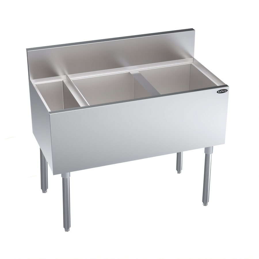 Product image #1 for 38 Inch Underbar Speed Multi Station Bar Ice Bin with Built-In 10-Circuit Cold Plate, Right Ice Bin, and Bottle Well