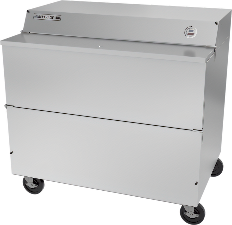 Product image #1 for 49-Inch Single Access School Milk Cooler Cart, Forced Air, 19.66 Cu. Ft., Stainless Steel