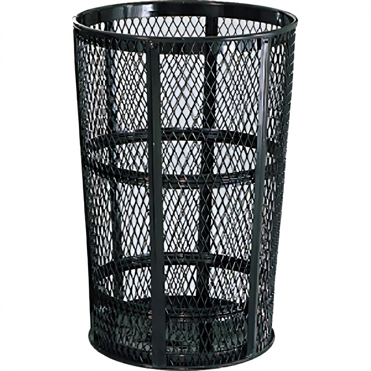 Product image #1 for Street Basket Outdoor Trash Receptacle, 45 Gallon, Open Top, Black Powder-Coated Steel
