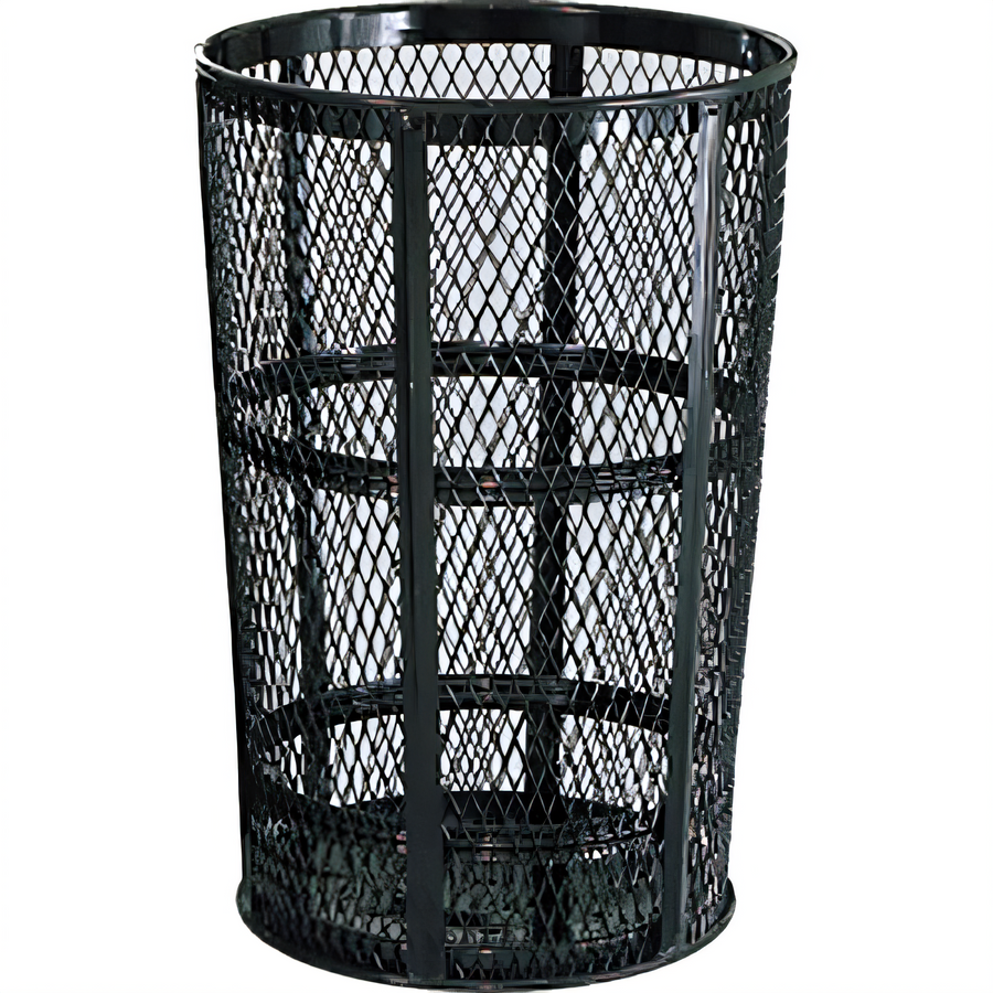 Product image #1 for Street Basket Outdoor Trash Receptacle, 45 Gallon, Open Top, Black Powder-Coated Steel