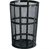Street Basket Outdoor Trash Receptacle, 45 Gallon, Open Top, Black Powder-Coated Steel