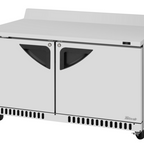 Thumbnail image #1 for Turbo Air Super Deluxe TWR-60SD-FB-N 60-1/4-Inch Two-Section Worktop Refrigerator, 2 Solid Doors, Front-Breathing, 14.8 Cu. Ft.