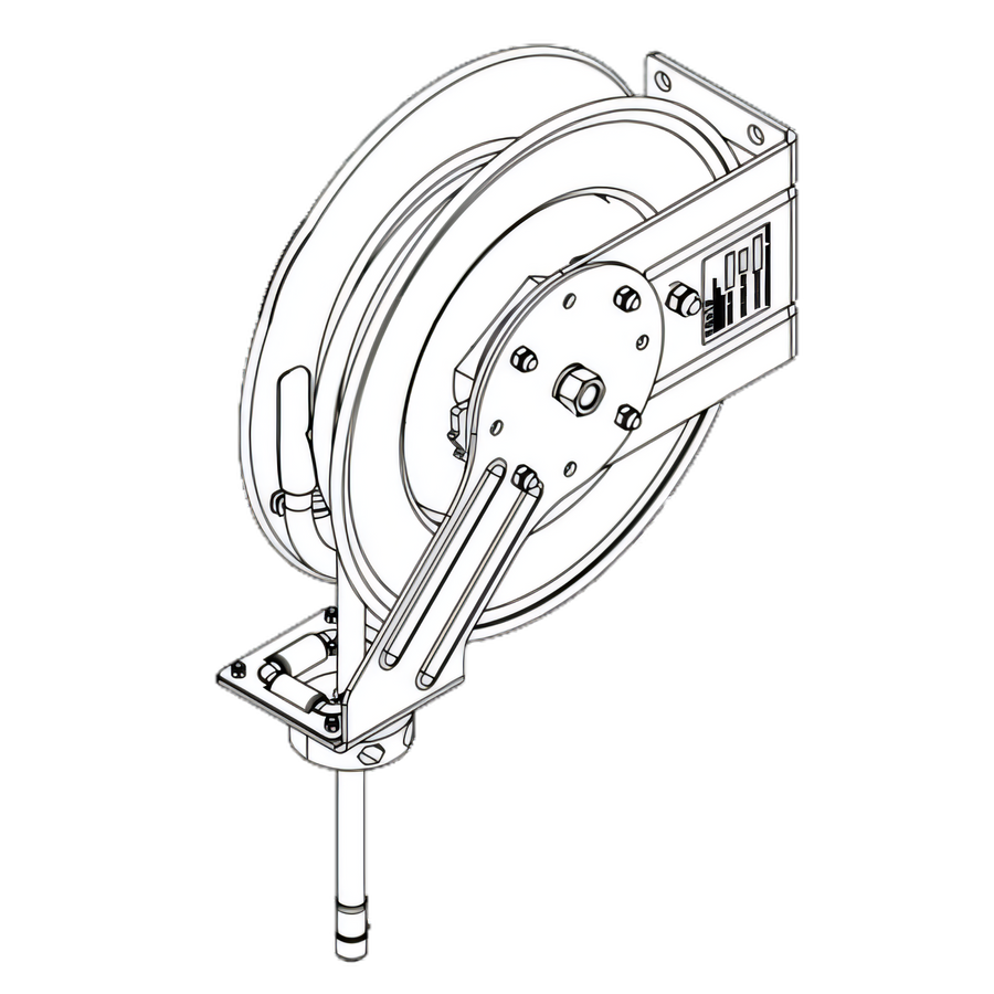 Product image #1 for Black Epoxy Coated Steel Open Retractable Hose Reel with 50' x 1/2" Hose and 3' Connector Hose