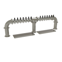 Glastender Pipe Bridge Countertop Draft Dispensing Tower, 14 Faucets, Glycol-Cooled, Mirror Finish