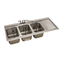 Advance Tabco Bar King Supreme 48-5/16-Inch Drop-In Triple Bowl Bar Sink with Right Drainboard and Faucet