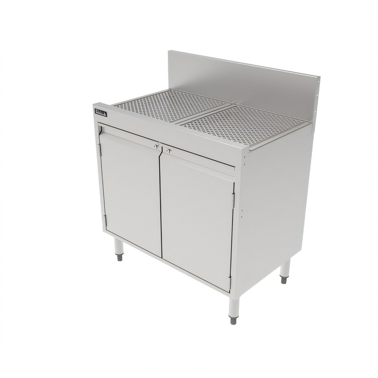 Product image #1 for Top Shelf 30-Inch Underbar Storage Cabinet with Drainboard Top, Stainless Steel