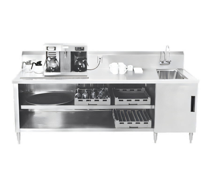 Product image #1 for Advance Tabco 48-Inch Wide x 30-Inch Deep Beverage Table with Right-Hand Sink and Enclosed Stainless Steel Base