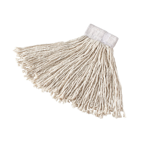 Product image #1 for Large 4-Ply Cotton Looped-End Wet Mop Head with 1-Inch Headband, White