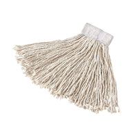 Large 4-Ply Cotton Looped-End Wet Mop Head with 1-Inch Headband, White