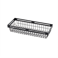 American Metalcraft Rectangular Nestable Black Metal Serving Basket, 15 x 6 Inches