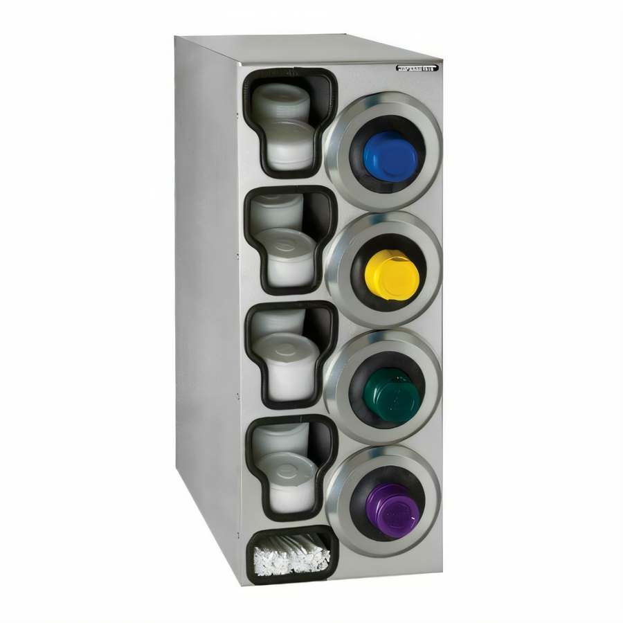 Product image #1 for Dispense-Rite Stainless Steel Cup Dispensing Cabinet with 4 Cup Dispensers, Lid Compartments, and Straw Organizer