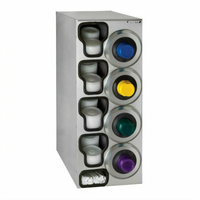 Dispense-Rite Stainless Steel Cup Dispensing Cabinet with 4 Cup Dispensers, Lid Compartments, and Straw Organizer