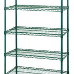 Thumbnail image #1 for Quantum WR74-2442P-5 Stationary Wire Shelving Starter Unit, 42 x 24 x 74 Inches, 5 Shelves, Green Epoxy Finish