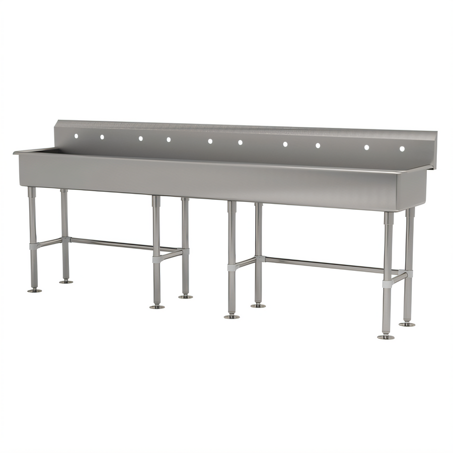 Product image #1 for Advance Tabco FS-FM-100 5-Station Freestanding Multiwash Hand Sink, 100 Inch, Splash-Mount Faucet Provision
