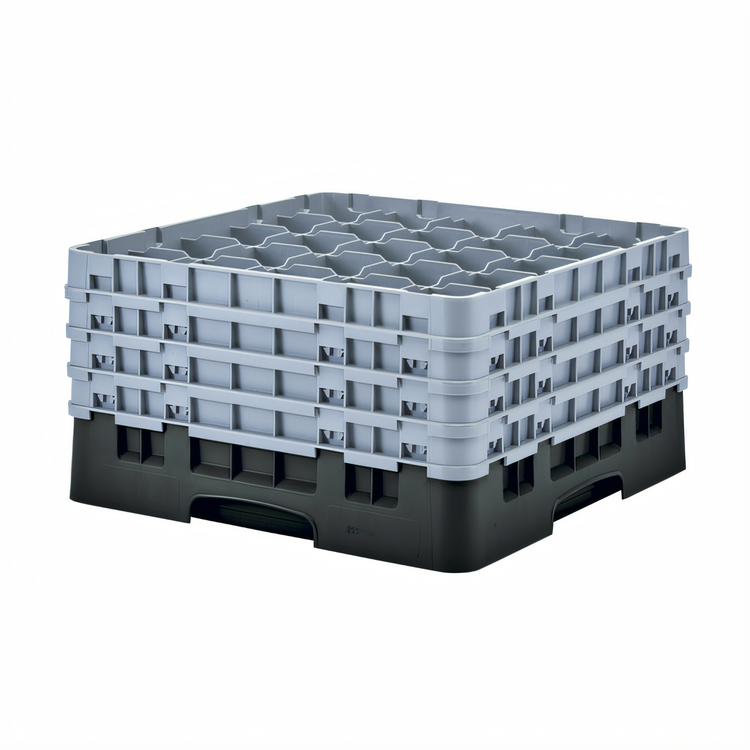 Product image #2 for Cambro Camrack® Full Size Low Profile 25-Compartment Glass Rack with 4 Soft Gray Extenders