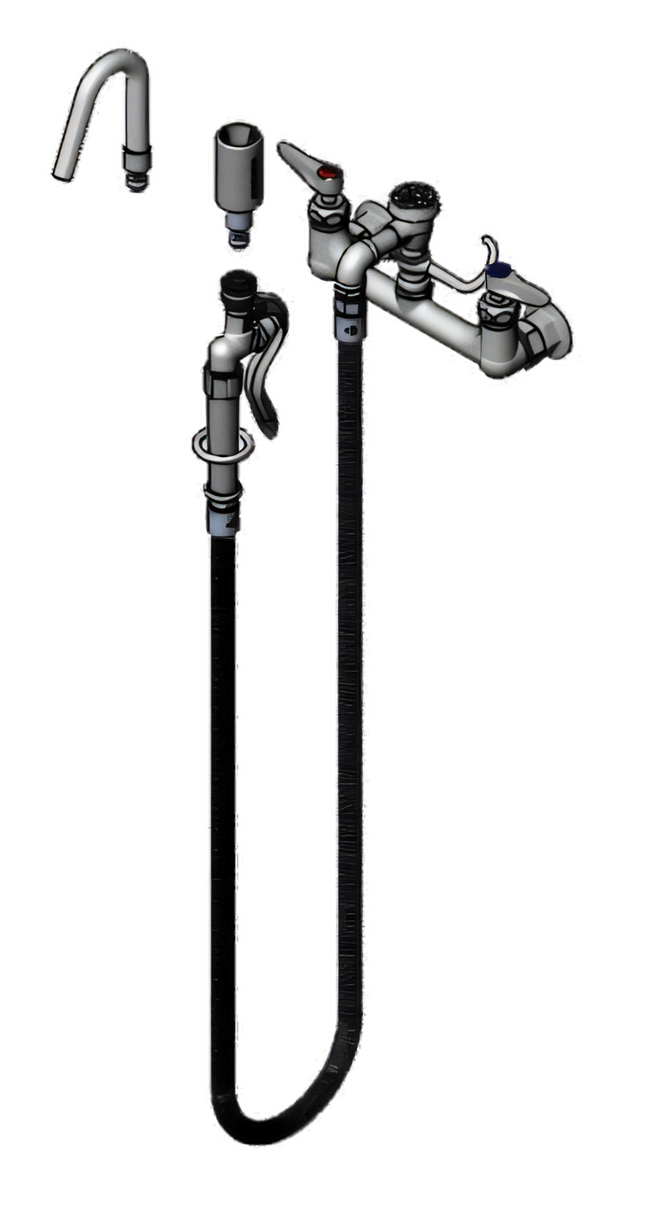 Product image #1 for T&S Brass B-0613 Wall-Mount Pot and Kettle Filler Mixing Faucet, 8-Inch Centers